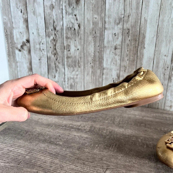 Tory Burch Gold Melinda Ballet Flats - Picture 8 of 13